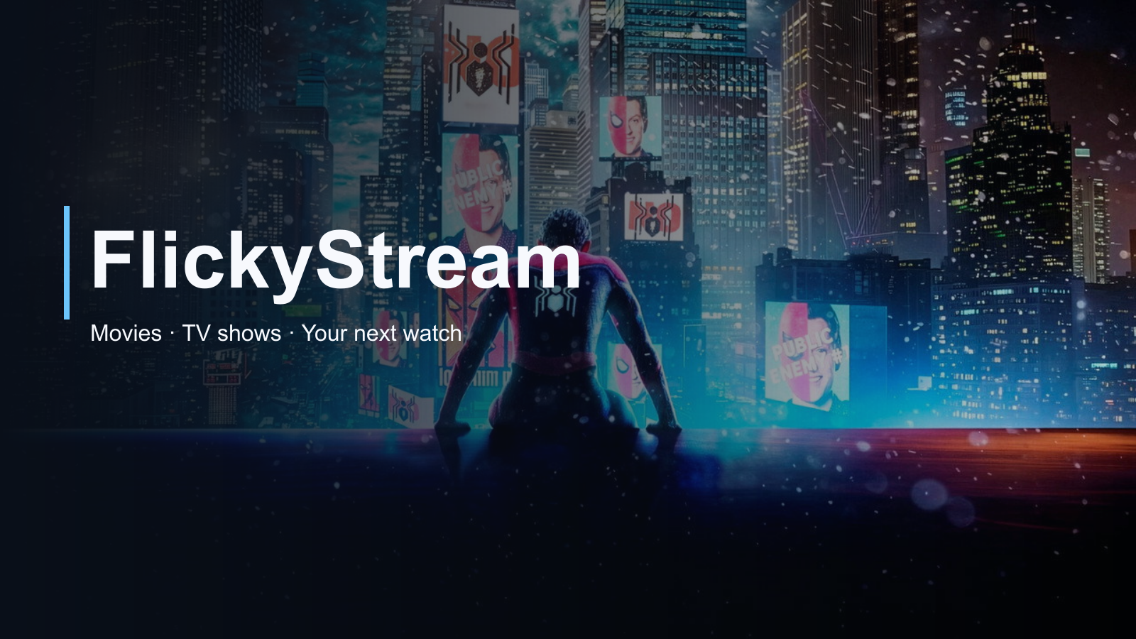 FlickyStream branded movie artwork with Spider-Man: No Way Home